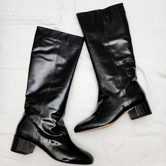 NEW J. Crew Italian Leather Knee High Black Patent Leather Knee High Boot - Picture 10 of 11